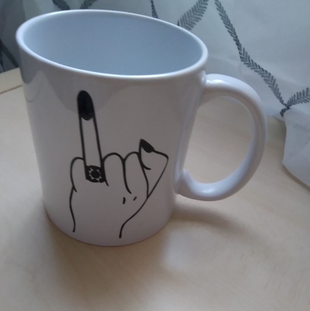 Ring Finger Fashion Coffee Mug White and Black